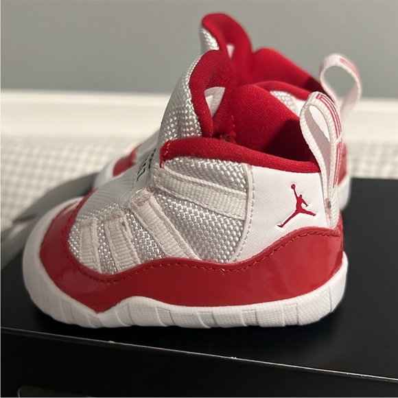Jordan 11 Crib Bootie Sz 3 Red and White High-Top Sneakers w/ Velcro NEW w/o Box - Picture 1 of 6